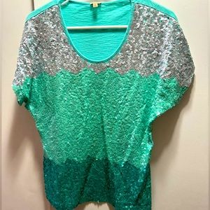 Reba size small sequin ombré shirt